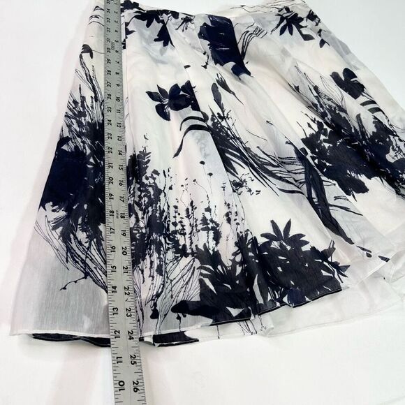 Calvin Klein Skirt Womens 14 Black & White Floral Print Silk Mini Pleated NWT - Picture 4 of 9